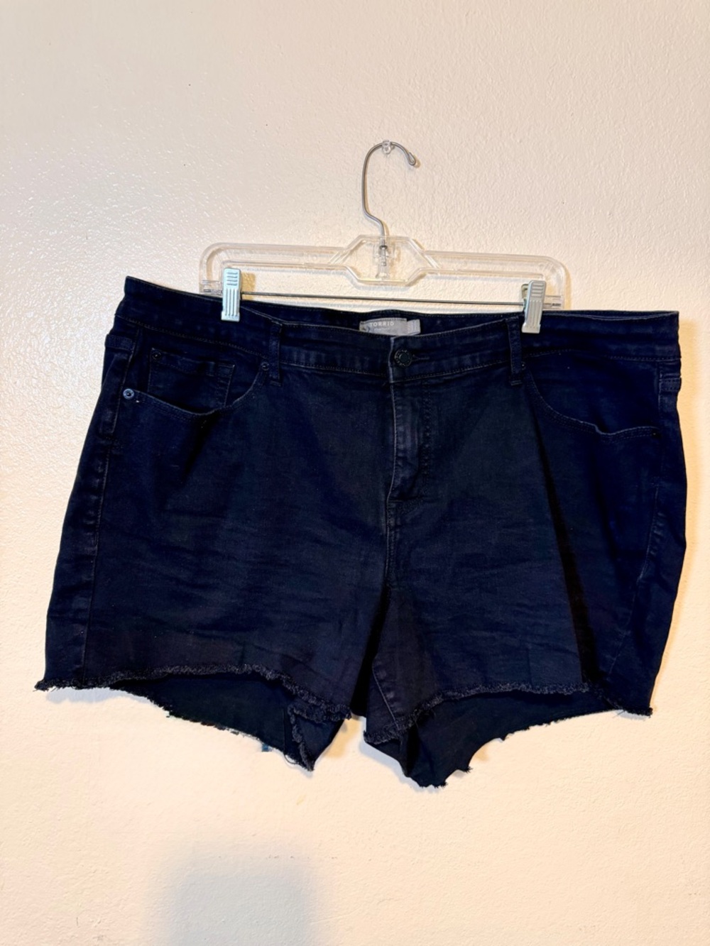 Torrid Black Denim Frayed Hem Jean Shorts